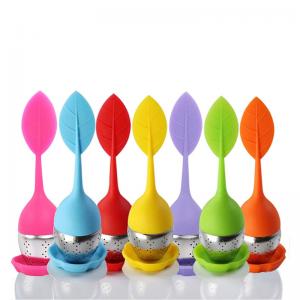 Silicone Handle Stainless Steel Strainer Drip Tray Included Loose Tea Steeper Infuser - 副本