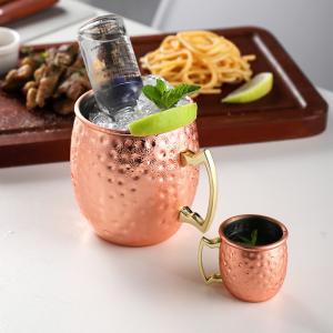 factory Moscow Mule Mugs With Brass Handle Stainless Steel Copper Mug Hammered Moscow Mule Mugs