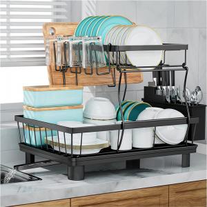 Kitchen Dish Rack Drainer 2 Tier Dish Drying Rack Cutlery Drainer Dish Storage Holder