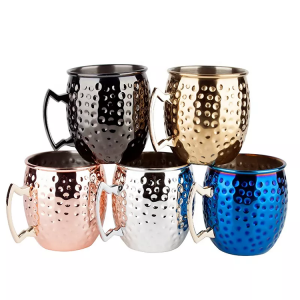 China Factory Beer Cocktail Moscow mule cups party cups hammer copper plated stainless steel moscow mule mug