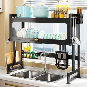 2 Tiers Storage Bowl Organizer Over Sink Dish Drying Rack