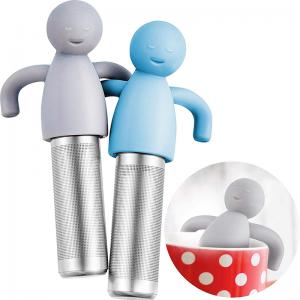 Food Grade 304 Stainless Steel Man Shape Silicone Tea Strainer With Tea Infuser Filter 