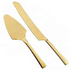 Gold Cake Serving Set,Cake Knife and Server Set Perfect For Wedding, Birthday, Parties 