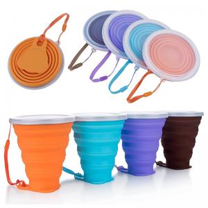 Silicone Collapsible Travel Cup -  with Lids - Expandable Drinking Cup Set for Camping,Travel