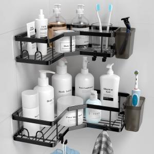 2 Pack Adhesive Shower Corner Organizer Shelves Shower Caddy Storage Rack 