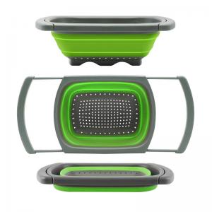 Factory Blue BPA Free Foldable And Collapsible Kitchen Over The Sink Colanders & Strainers Basket