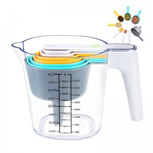 Kitchen Creative 9-pieces Stackable 1l Transparent Plastic Measuring Cups And Spoons Set