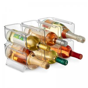  Stackable Clear Plastic Red Wine Storage Rack Free Standing Wine Bottle Holder Organizer For Refrigerator Water Bottle