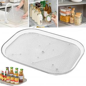  Clear Rectangular Fridge Organizer Lazy Susan Rotating Tray Refrigerator Clear Storage Oval Turntable