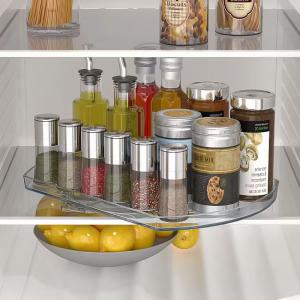 Fridge Organizer Lazy Susan Rotating Tray Refrigerator Clear Storage Oval Turntable