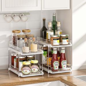 New Clear Sliding Organizer with Dividers, Multi Purpose Under Sink Organizer and Storage for Bathroom, Kitchen