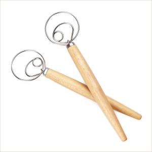 Danish Dough Whisk Bread Whisk Hook Wooden Hand Mixer Bread Baking Tools for kitchenware