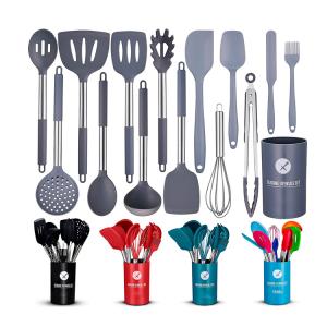 14-Piece Cooking Utensils Set Silicone Stainless Steel Spatula Kitchen Silicone Utensil Set