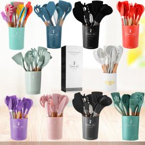 12 Pcs Kitchen Utensils Non-stick Heat Resistant Silicone Spatula Set