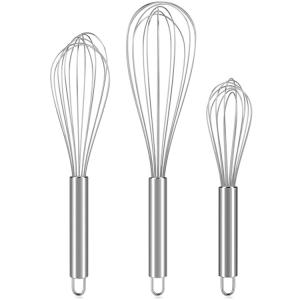  3 Pack Very Sturdy Kitchen Stainless Steel Egg Whisk Balloon Wire Whisk Set Egg Beater