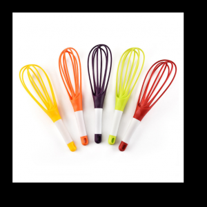 Kitchen Utensils Plastic Egg Beater Whisk 2-in-1 Rotating Balloon and Silicone Coated Flat Whisk For Blending