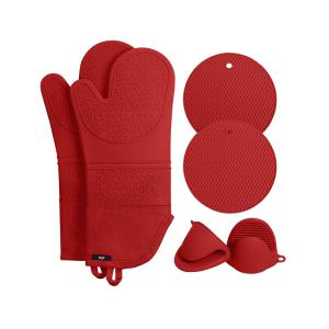 Oven Mitts Oven Gloves Flexible Heat Insulation Silicone Extra Long Mittens Pot Holders Placemat for Kitchen