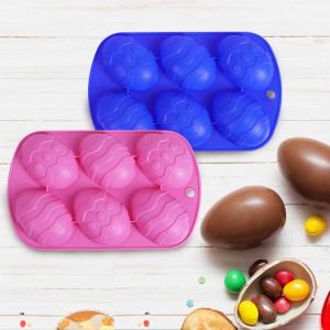 6-Cavity Chocolate Cocoa Bombs Non-stick Silicone Easter Egg Shaped Molds for Easter Chocolate