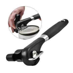 Safe Cut Manual Can Opener Stainless Steel Cutting Can Opener with Silicone Handle