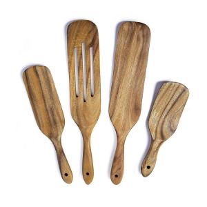 Wooden Cooking Utensils Natural Teak Wood Kitchen Utensils Set for Non Stick Cookware