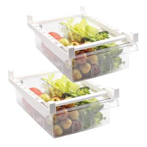 Freely Pull Out Refrigerator Storage Box Fridge Organizer Bins Pull-out Fridge Drawer with Handle and Dividers