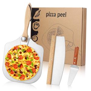 Pizza Peel Aluminum Metal Pizza Spatula Extra Stainless Steel Pizza Cutter with Protective Cover