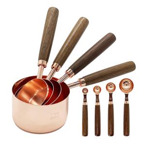 Metal Measuring Scoop Wood Handle Wooden Coffee Measuring Spoons Tools Gold Measuring Cups And Spoons Set