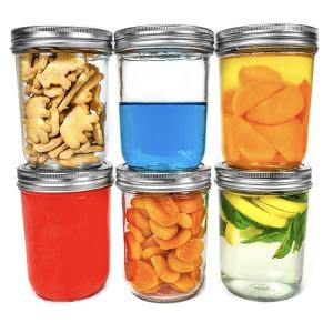 Regular Mouth Glass Mason Jars 16 oz, 12 Pack Glass Canning Jars with Metal Airtight Lids and Bands