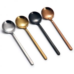 304 Food Grade Stainless Steel Long Handle Tableware Plated Tea Ice Cream Coffee Spoon