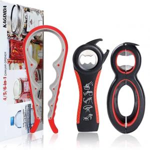 Multi Function Can Opener Bottle Opener Jar Opener Kit with Silicone Handle Easy to Use