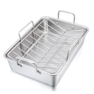 Roaster Roasting Pan with Baking Rack and V-shaped Rack