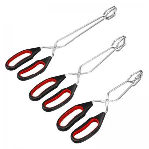 3 pcs Cooking Scissor Tongs Kitchen Baking Barbecue Grilling Tongs Bread Food Tong Clip for Flipping Tool