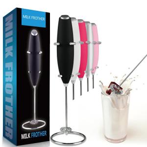 Powerful Handheld Coffee Milk Frother Foam Maker for Lattes Whisk Drink Mixer Battery Powered Electric Milk Frother With Stand